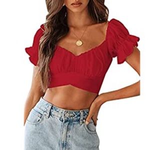 (FREE WHEN BUNDLED!) Red cropped tie shirt
